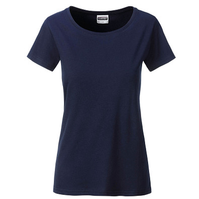 JAMES & NICHOLSON Damen T-Shirt Basic aus Bio-Baumwolle, dunkelblau, XL