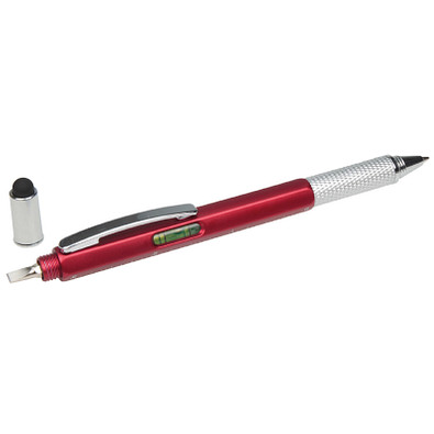 6 in 1 Touch-Kugelschreiber, blaue Mine, rot-metallic 6 in 1 Touch-Kugelschreiber, blaue Mine, rot-metallic
