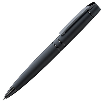 uma® Metall-Drehkugelschreiber VIP, blaue Mine, schwarz-gummiert
