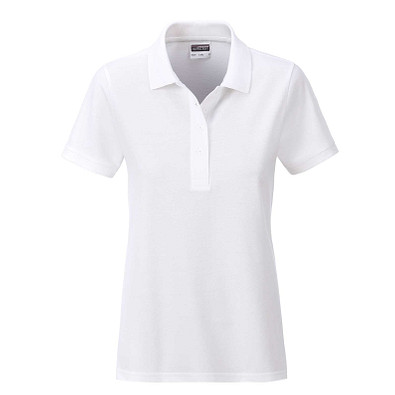 JAMES & NICHOLSON Damen Poloshirt Basic Bio BW, weiß, XL