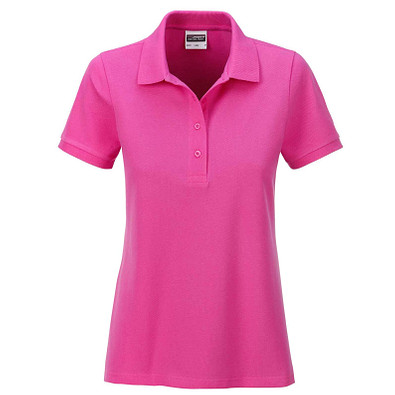 JAMES & NICHOLSON Damen Poloshirt Basic Bio BW, pink, XXL