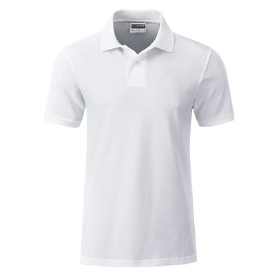 JAMES & NICHOLSON Herren Poloshirt Basic Bio BW, weiß, S