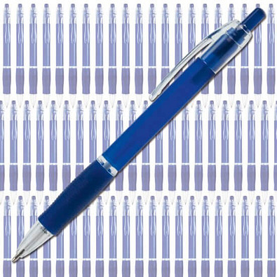 Werbe-Set: 400 BIC® Kugelschreiber Clic Pen, inkl. Druck, blaue Mine, blau/frosted