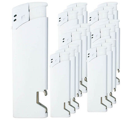 Werbe-Set: 500 Werbefeuerzeuge mit Flaschenöffner, inkl. Druck, weiß