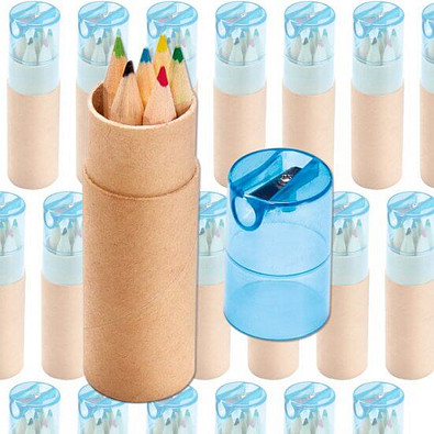 Werbe-Set: 150 Teile Buntstiftebox mit Spitzer, Blau, Inkl. Druck Werbe-Set: 150 Teile Buntstiftebox mit Spitzer, Blau, Inkl. Druck