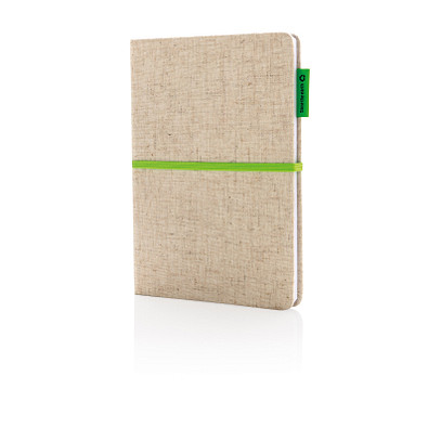 XD COLLECTION Eco Jute Baumwoll-Notizbuch, DIN A5, liniert, hellbraun/grün XD COLLECTION Eco Jute Baumwoll-Notizbuch, DIN A5, liniert, hellbraun/grün