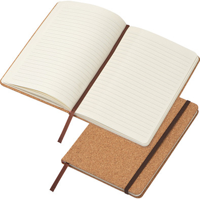 A5 Notizbuch mit Korkeinband und linierten Seiten