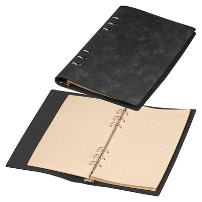 A5 Ringbuch mit PU-Einband , schwarz