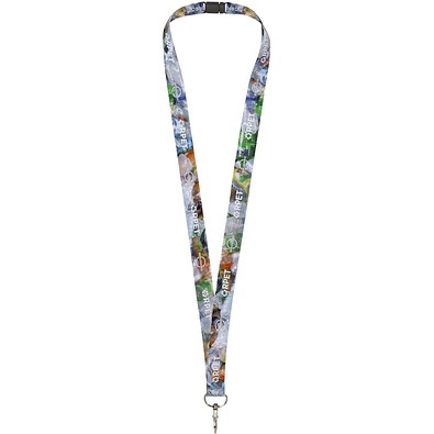 Addie Sublimation Lanyard mit Sicherheitsverschluss aus recyceltem PET Kunststoff, schwarz, 15mm