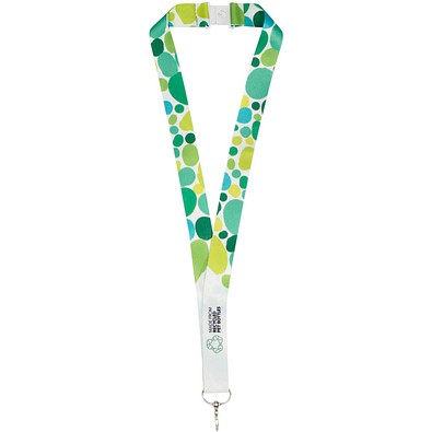Addie Sublimation Lanyard mit Sicherheitsverschluss aus recyceltem PET Kunststoff, weiss, 15mm