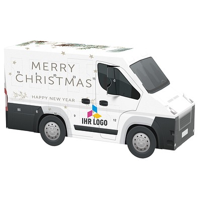 Adventskalender Transporter, share Schokotäfelchen, Tannenzweige
