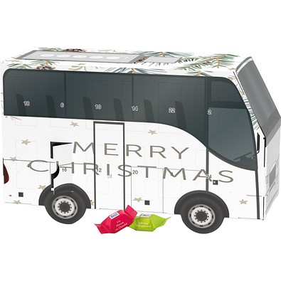 Adventskalender Bus, Ritter SPORT Schokowürfel, Tannenzweige