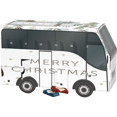 Adventskalender Bus, Sarotti Schokotäfelchen, Tannenzweige