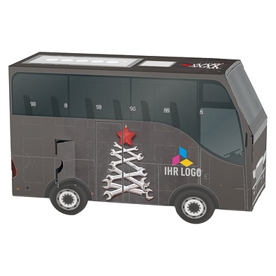 Adventskalender Bus, Ritter SPORT Schokowürfel, Schraubenschlüssel-Tanne