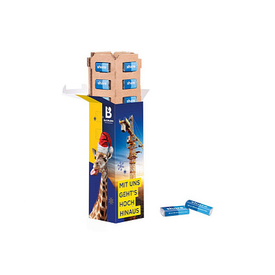 Adventskalender Eco High Tower, share Schokotäfelchen in Pergaminpapier, inkl. Druck