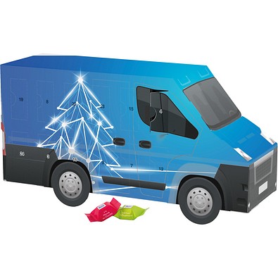 Adventskalender Transporter, Ritter SPORT Schokowürfel, LED Tanne