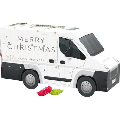 Adventskalender Transporter, Ritter SPORT Schokowürfel, Tannenzweige