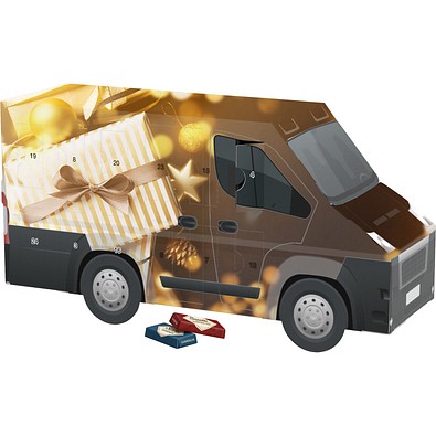 Adventskalender Transporter, Sarotti Schokotäfelchen, Gold-Paket