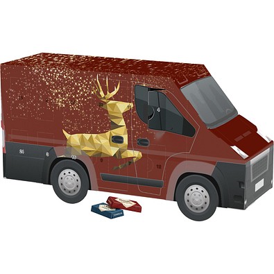 Adventskalender Transporter, Sarotti Schokotäfelchen, Rentier, Gold