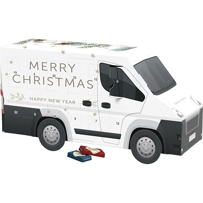 Adventskalender Transporter, Sarotti Schokotäfelchen, Tannenzweige