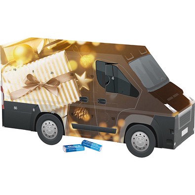 Adventskalender Transporter, share Schokotäfelchen, Gold-Paket