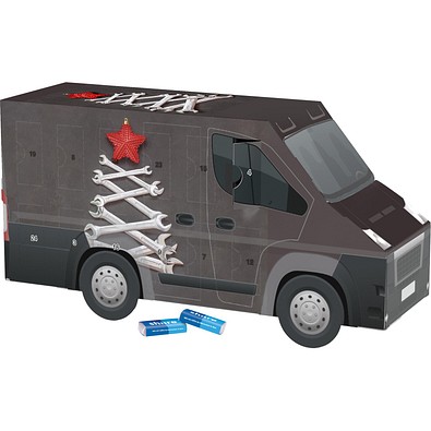Adventskalender Transporter, share Schokotäfelchen, Schraubenschlüssel-Tanne