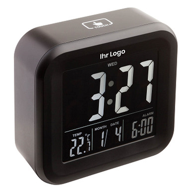 reeves® Wecker mit Thermometer Antibes, schwarz reeves® Wecker mit Thermometer Antibes, schwarz