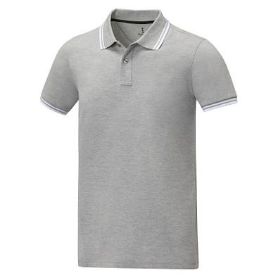 Amarago Polo mit abgesetztem Rand für Herren, heather grau, L