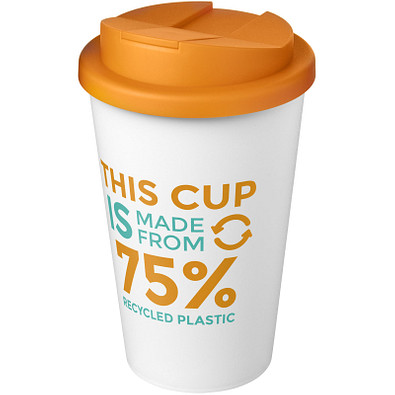 Americano® Eco 350 ml recycelter Becher mit auslaufsicherem Deckel, orange