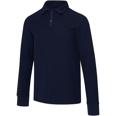 Apollo 245 g/m² Langarm Poloshirt Unisex mit Reißverschluss, navy, XXS