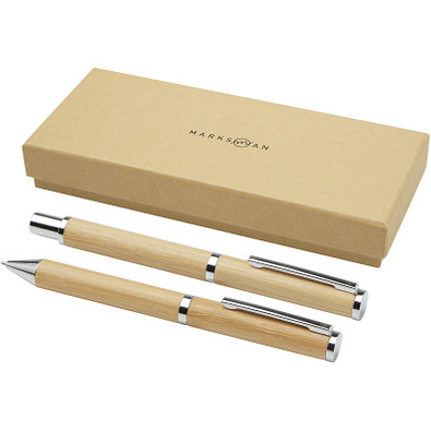 Apolys Kugelschreiber und Tintenroller Geschenkset aus Bambus, natural