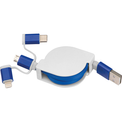 Ausziehbares Ladekabel 3in1, blau
