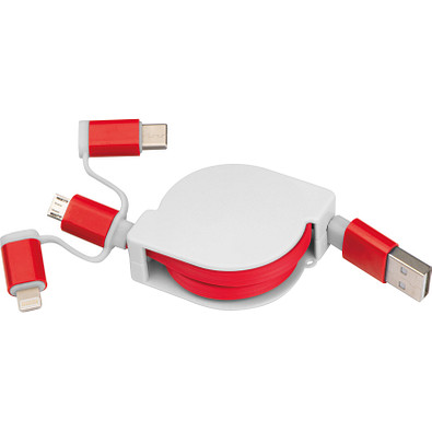 Ausziehbares Ladekabel 3in1, rot