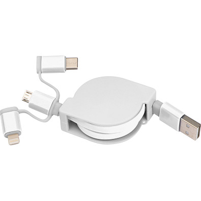 Ausziehbares Ladekabel 3in1, weiß