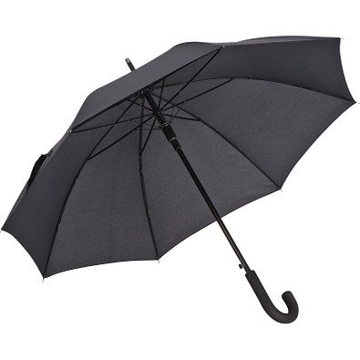 Automatik-Regenschirm aus Pongee mit Aluminiumschaft, schwarz