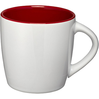 Keramiktasse Aztec, 340 ml, weiß/rot