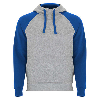 Badet zweifarbiger Kapuzenpullover für Kinder, heather grau / royalblau, 11/12
