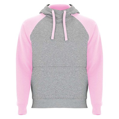 Badet zweifarbiger Kapuzenpullover für Kinder, heather grau / hellrosa, 11/12