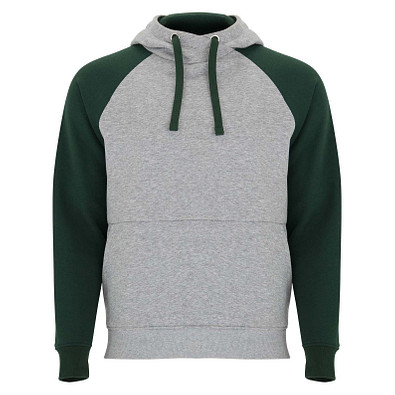 Badet zweifarbiger Kapuzenpullover für Kinder, heather grau / dunkelgrün, 11/12