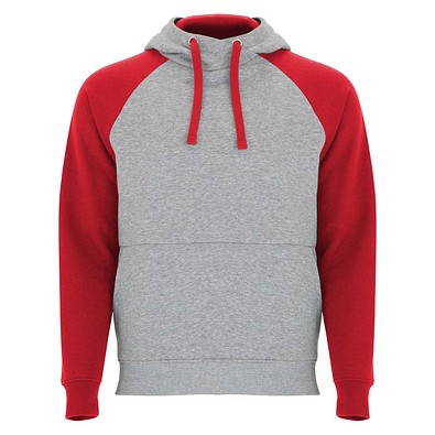 Badet zweifarbiger Kapuzenpullover für Kinder, heather grau / rot, 11/12
