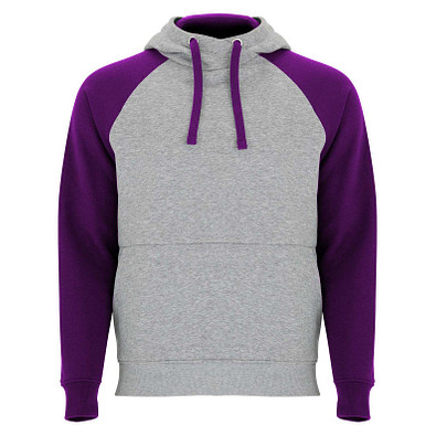 Badet zweifarbiger Kapuzenpullover für Kinder, heather grau / lila, 11/12