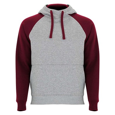 Badet zweifarbiger Kapuzenpullover für Kinder, heather grau / Garnet, 3/4