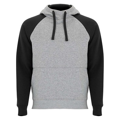 Badet zweifarbiger Kapuzenpullover für Kinder, heather grau / schwarz, 5/6