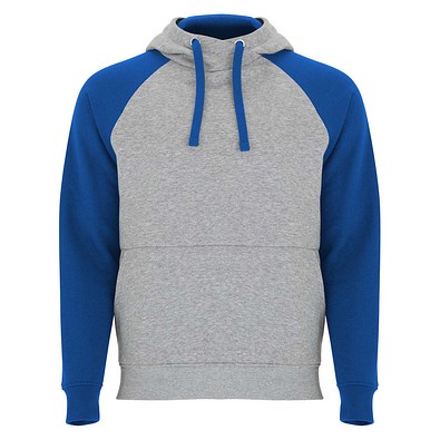 Badet zweifarbiger Kapuzenpullover für Kinder, heather grau / royalblau, 5/6