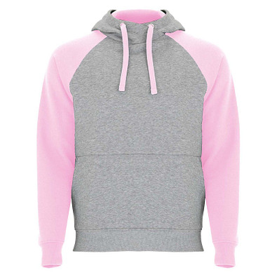 Badet zweifarbiger Kapuzenpullover für Kinder, heather grau / hellrosa, 5/6