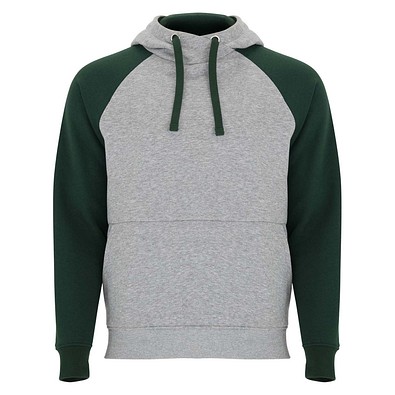 Badet zweifarbiger Kapuzenpullover für Kinder, heather grau / dunkelgrün, 5/6