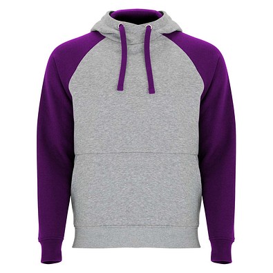 Badet zweifarbiger Kapuzenpullover für Kinder, heather grau / lila, 7/8