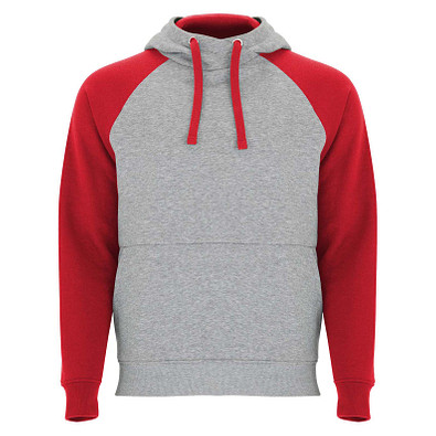 Badet zweifarbiger Kapuzenpullover für Kinder, heather grau / rot, 9/10