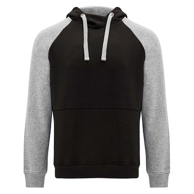 Badet zweifarbiger Kapuzenpullover für Kinder, schwarz / heather grau, 3/4