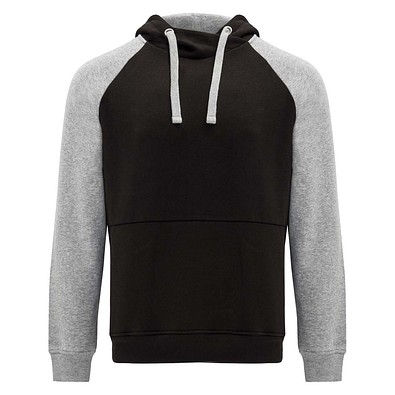 Badet zweifarbiger Kapuzenpullover für Kinder, schwarz / heather grau, 7/8